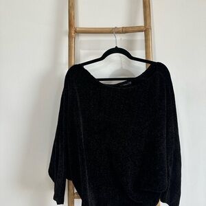Zara Black Off the Shoulder Velvet Sweater